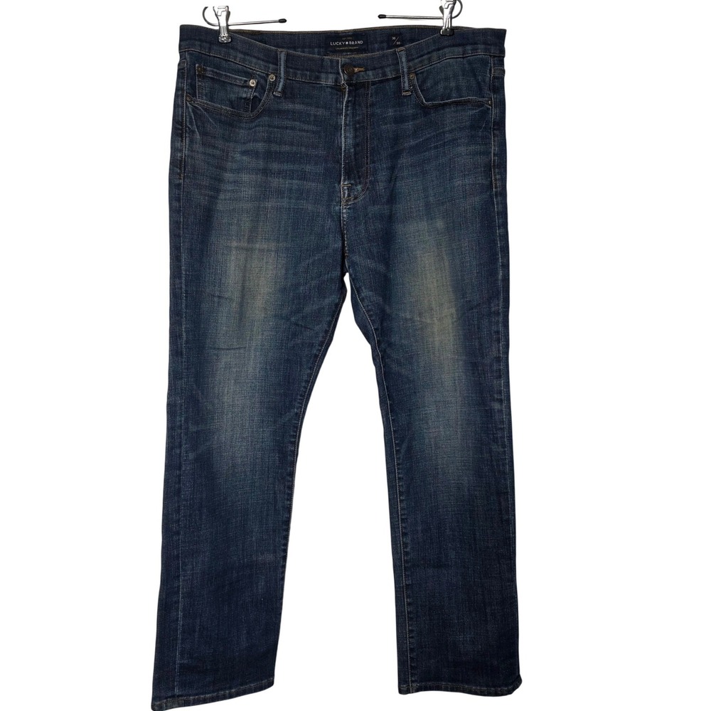 Lucky Brand 410 Athletic Slim Jeans Mens 36x30 Dark Wash Blue Stretch Denim